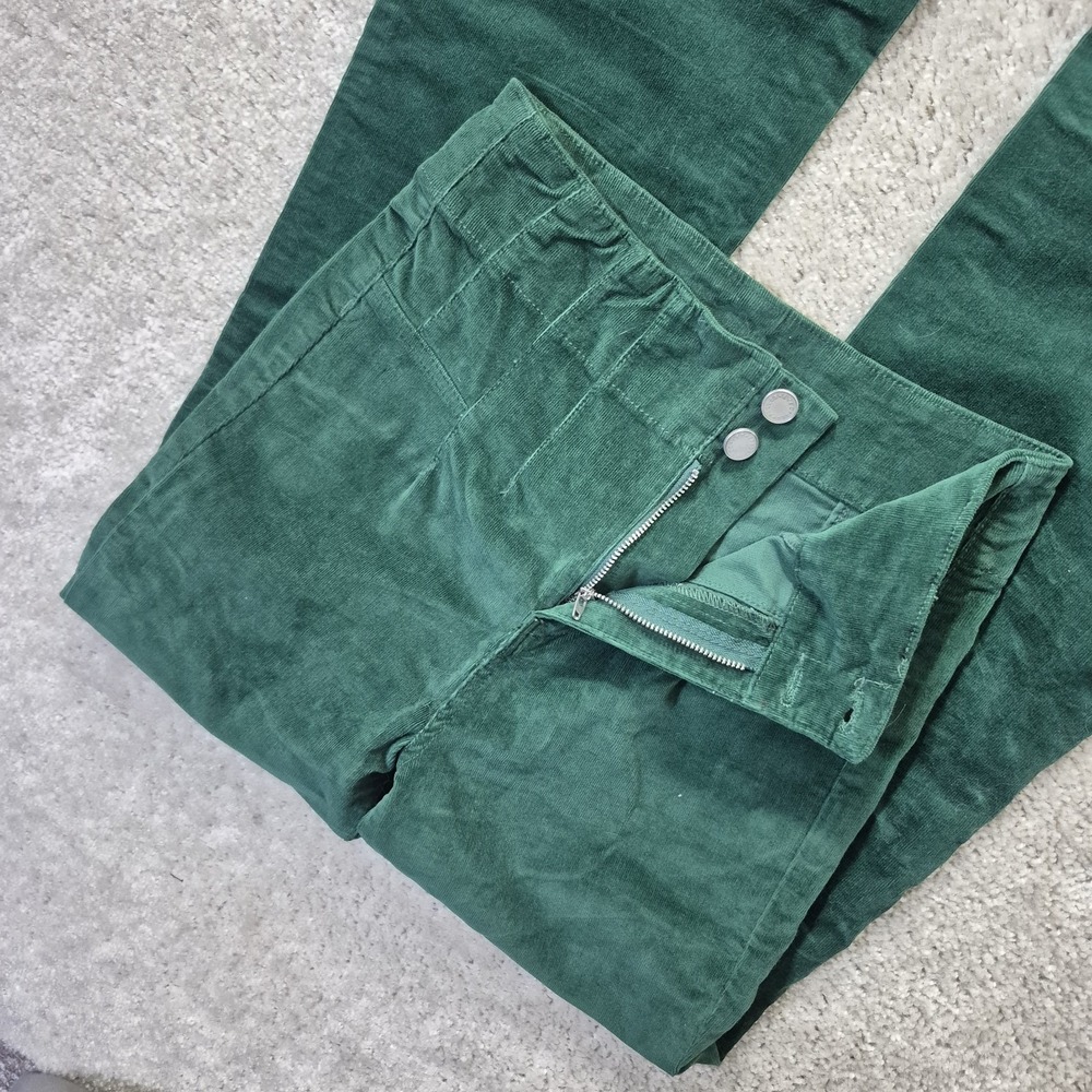 Avec Les Filles Green Corduroy Boot-Cut Pants